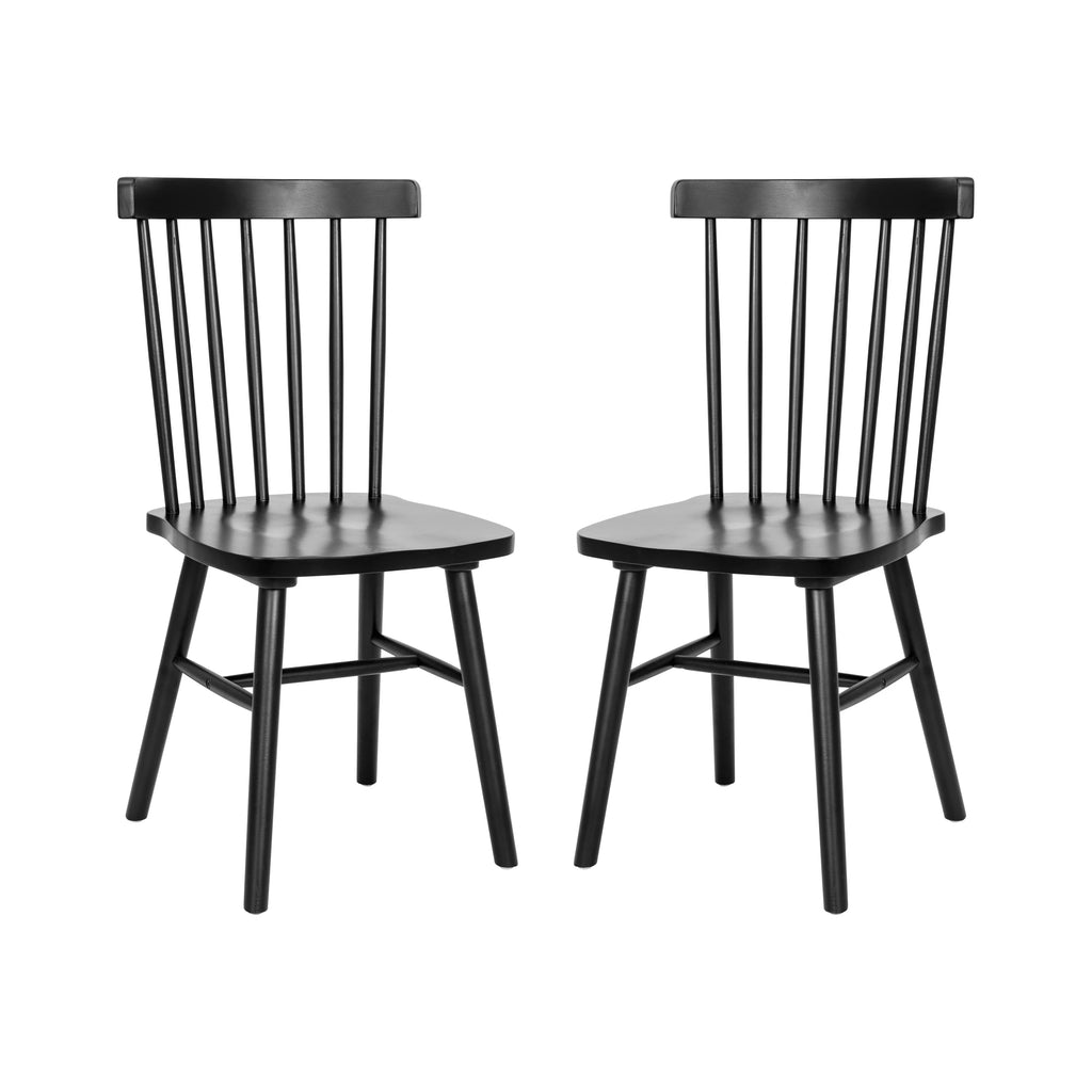 Set of 2 Black Solid Wood Spindle Back Dining Chairs S36474