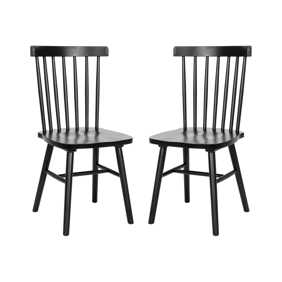Set of 2 Black Solid Wood Spindle Back Dining Chairs S36474