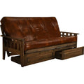 Walnut Futon Frame with Mattress & Storage Drawers Full Size Y2960