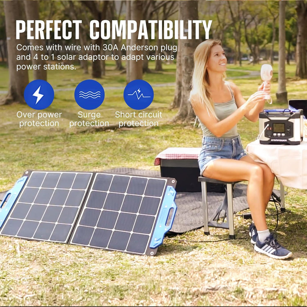 100W Foldable Monocrystalline Solar Panel Suitcase Charger P61959
