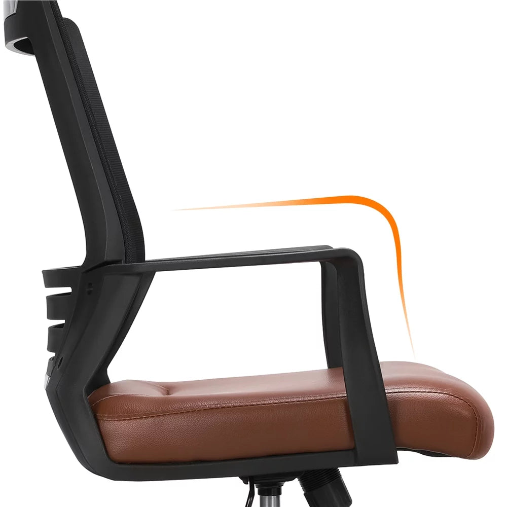 Brown Faux Leather Office Chair Set of 2 R6008
