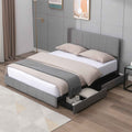 King Size Velvet Upholstered Platform Bed Frame with 4 Storage Drawers B904
