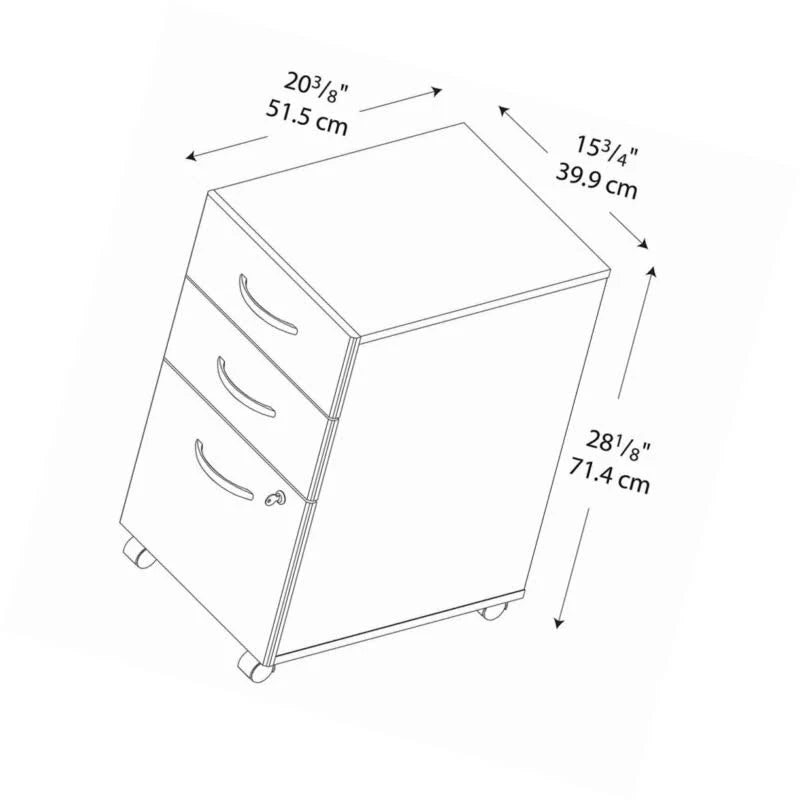 3 Drawer Mobile File Cabinet in Hansen Cherry R9056