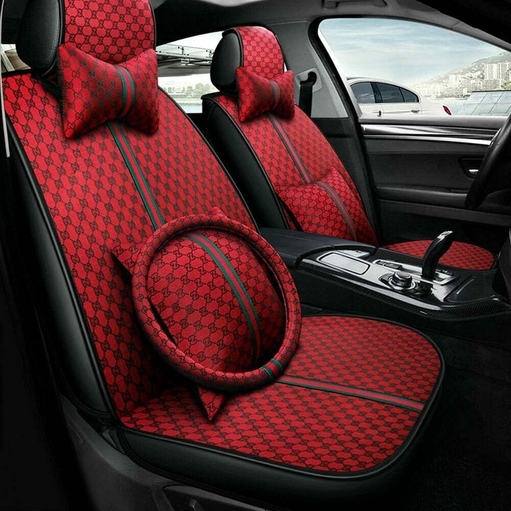 Grey Faux Leather Car Seat Covers Full Set 5 Seats Waterproof Protector N291237