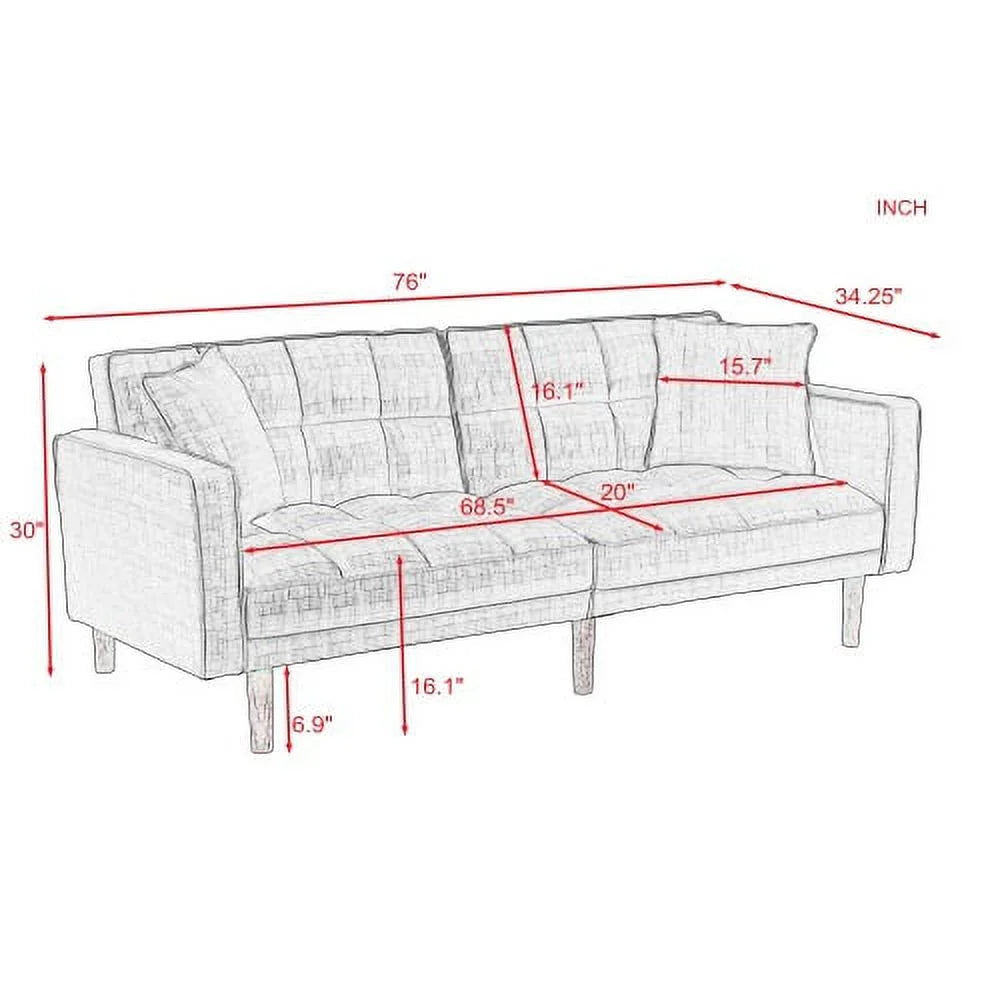 Navy Blue Memory Foam Futon Sofa Bed with 2 Pillows Q7192