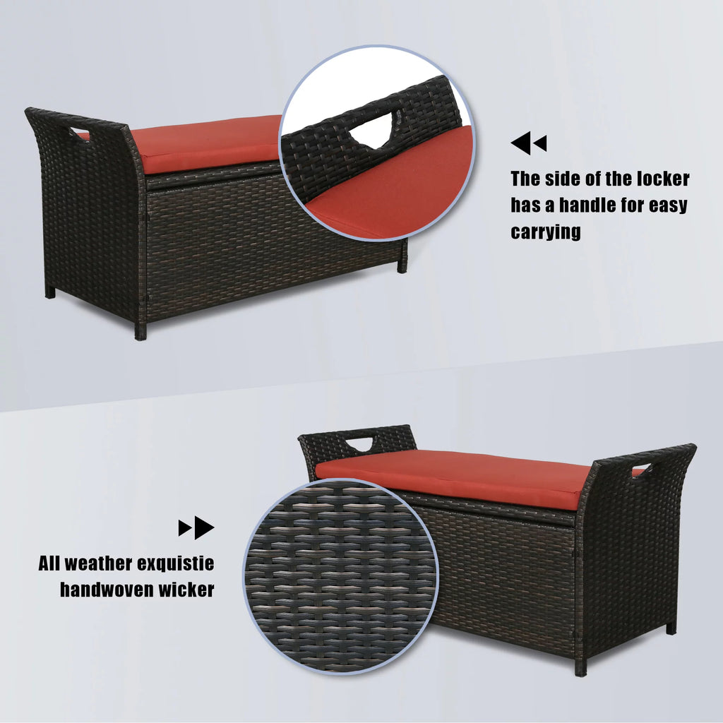 27.6 Gallon Wicker Storage Bench with Cushion W797462