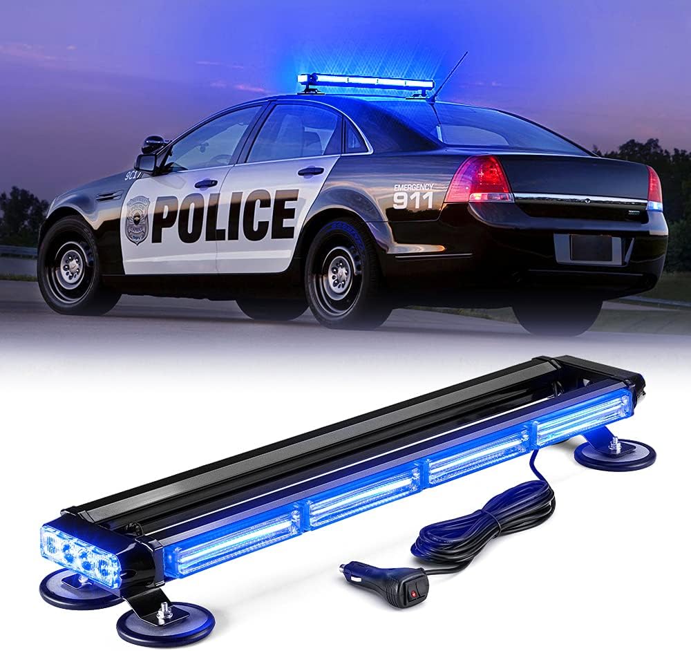 Amber COB LED Rooftop Strobe Light Bar Double Side 26 High Visibility Emergency Hazard Warning Beacon Lights w/Magnetic Base E5931