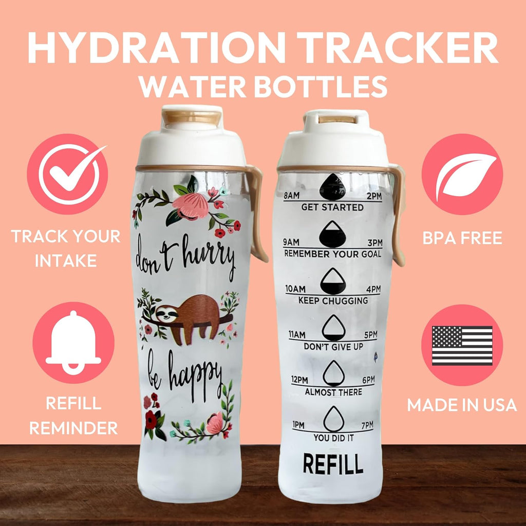 BPA Free Water Bottle with Time Marker and Chug Cap T59562