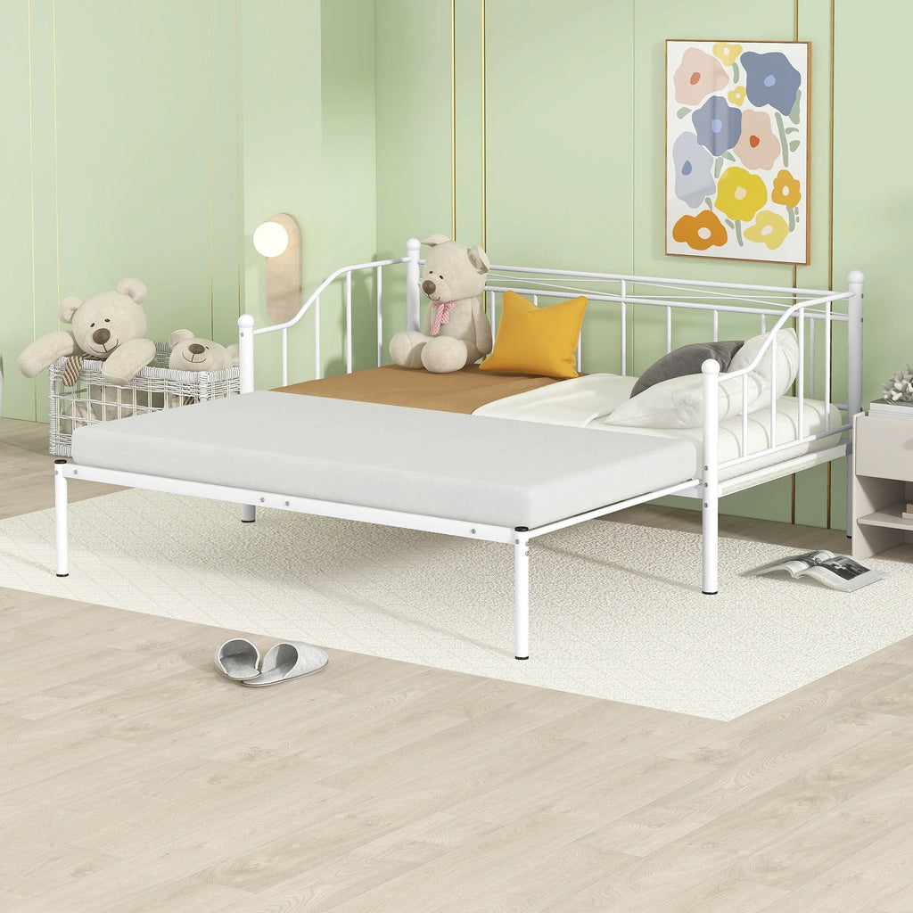 Twin Size White Metal Daybed with Trundle P805
