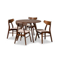Light Beige Fabric and Wood 5-Piece Dining Set P399