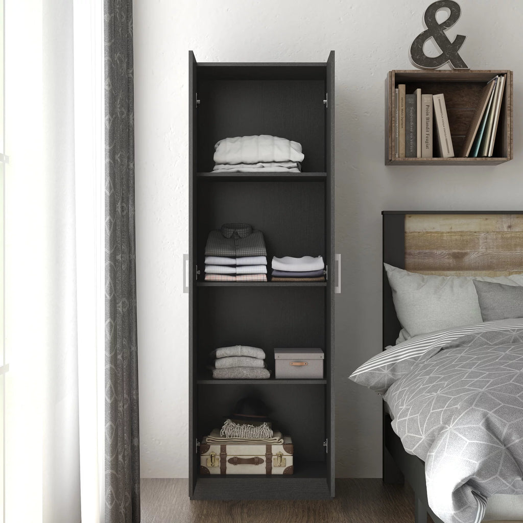 Black Oak Wood Kitchen Pantry with 2 Doors and 4 Shelves G423073