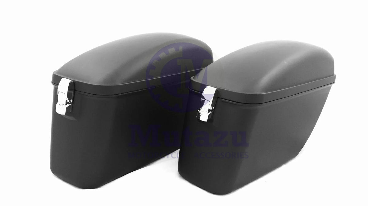 Matte Black Hard Motorcycle Saddle Bags B8478