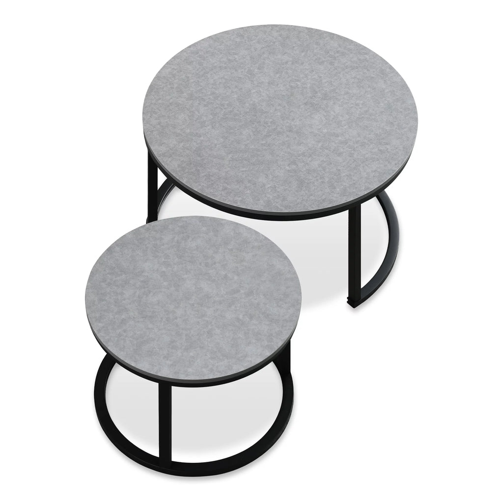 Round Nesting Coffee Table Set Metal Frame Gray F24283