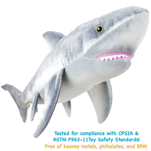 34 Inch Long Great White Stuffed Animal Plush D9000