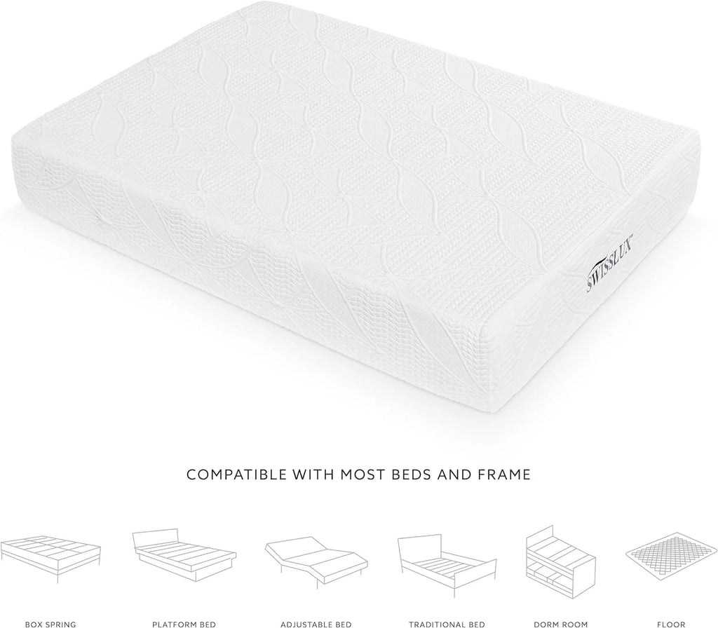 White Full Size 10 Inch Medium Plush Memory Foam Mattress Z182853
