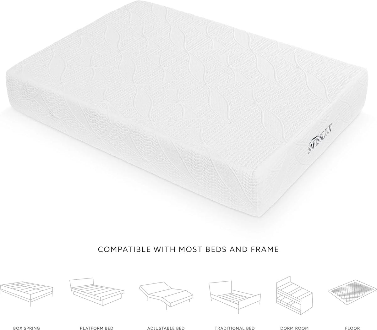 White Full Size 10 Inch Medium Plush Memory Foam Mattress Z182853