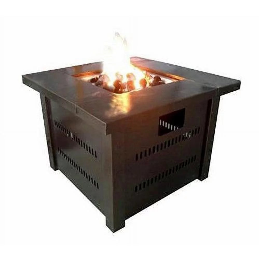 Propane Fire Pit Hammered Bronze and Stainless Steel Finish G246