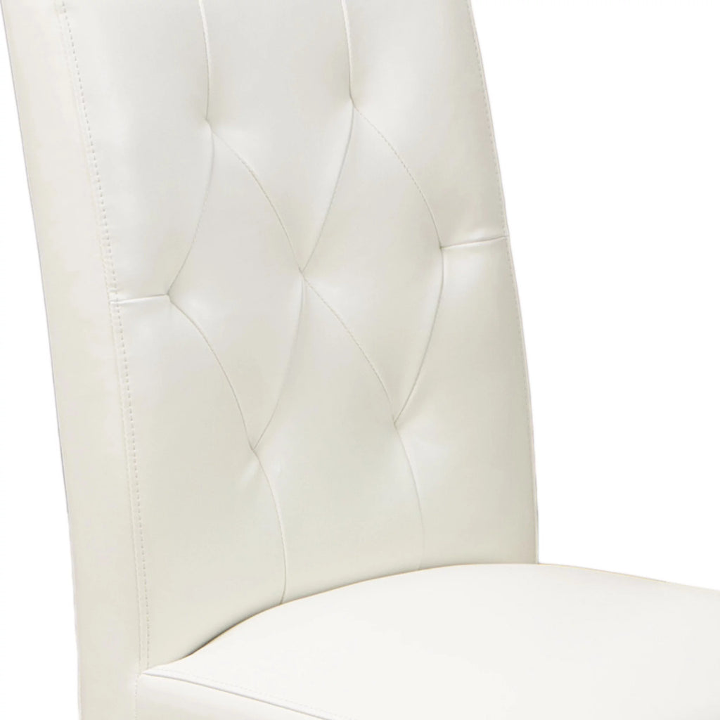 Ivory Bonded Leather Dining Chair Set of 2 Q188