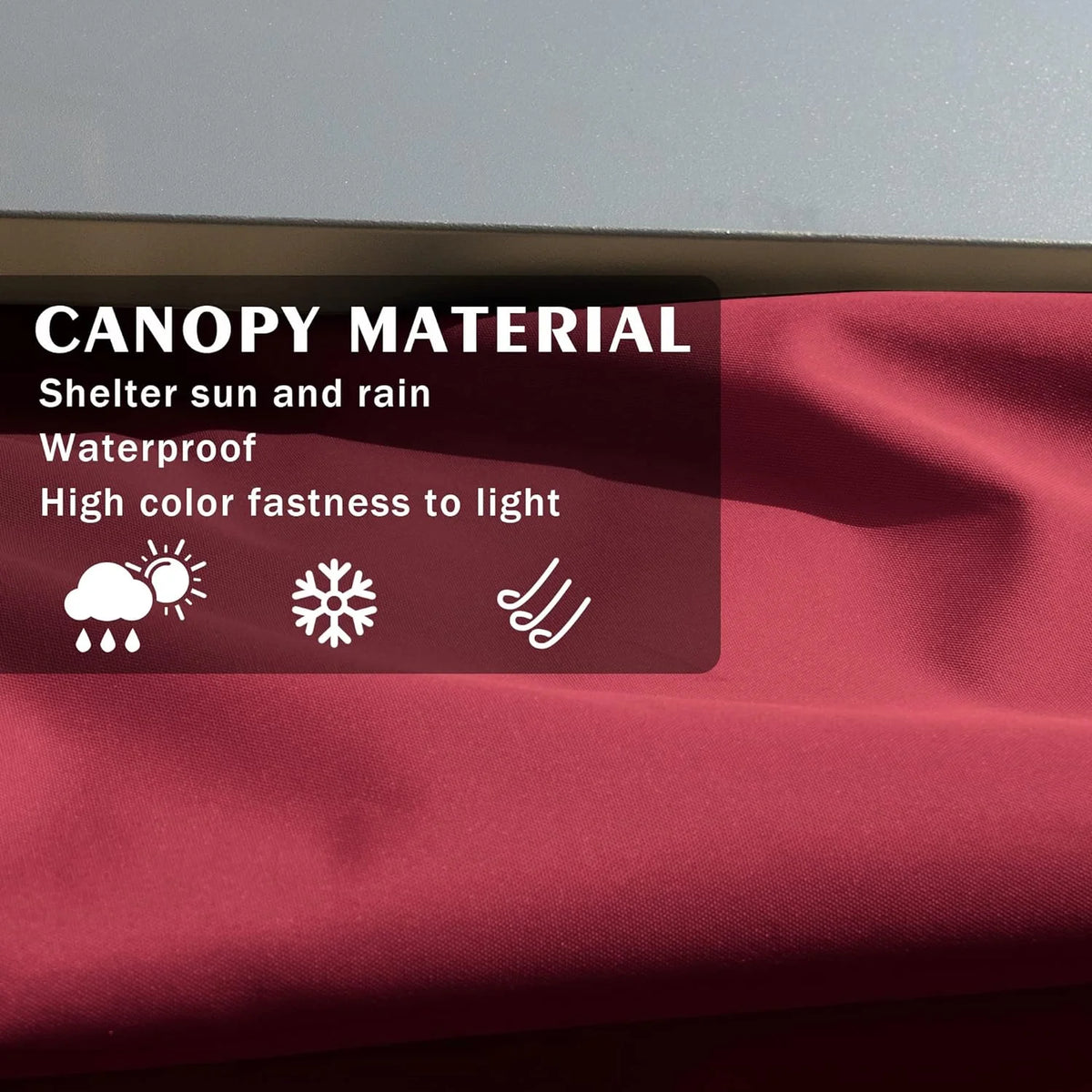 Extra-Large Gray Aluminum Frame Pergola with Sunshade Canopy 10' x 13' Burgundy S721255