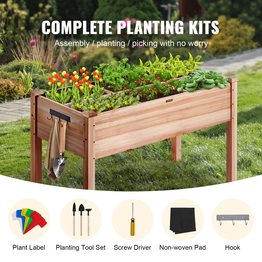 Wooden Raised Garden Bed with Non-Woven Liner C266
