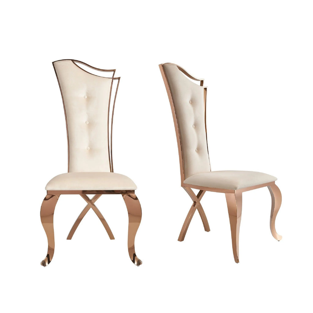 Beige Velour Set of 2 Dining Chair M616439