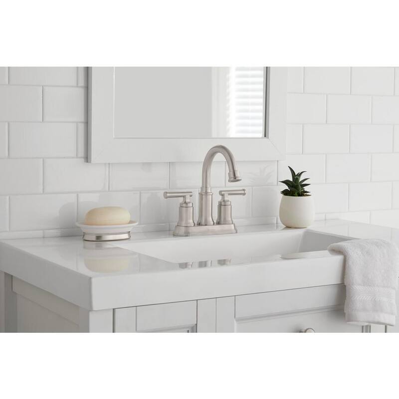 4 in. Centerset Double-Handle High-Arc Bathroom Faucet Brushed Nickel 2-Pack D65047