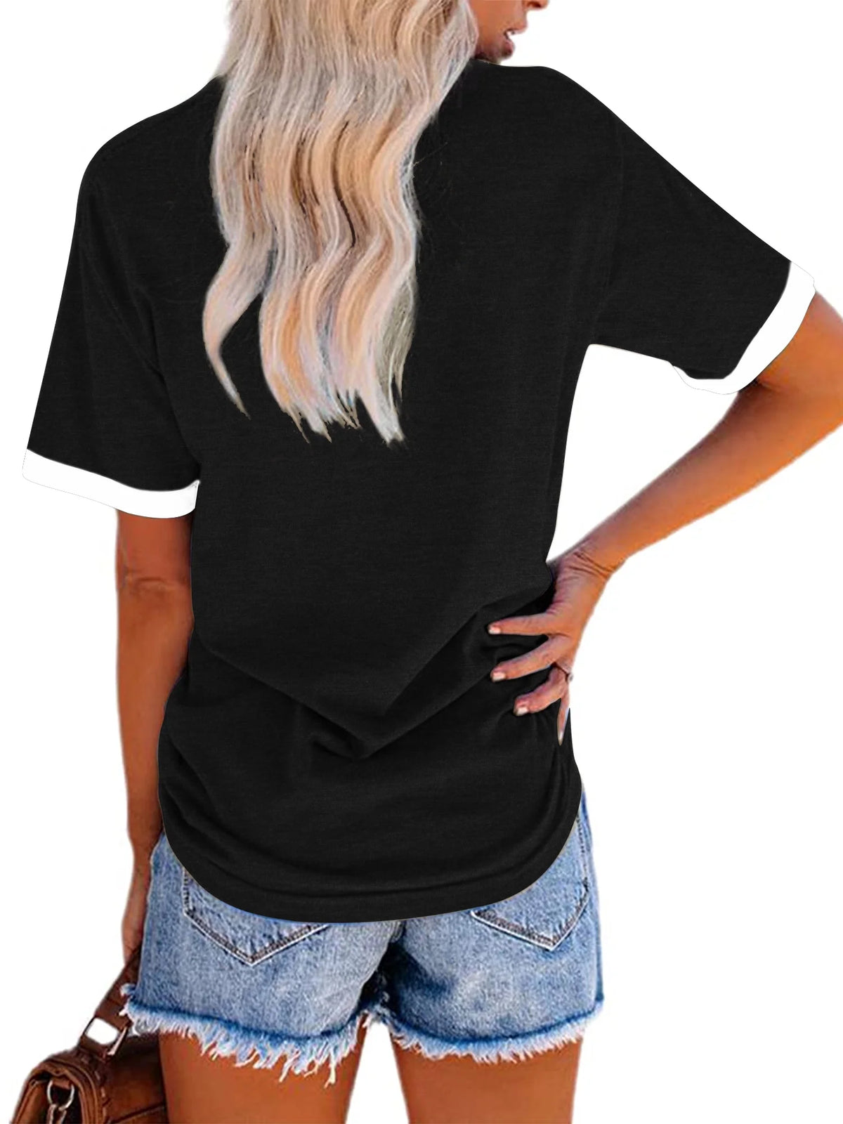 Butterfly Printed Short Sleeve Tee with Crew Neck I889134