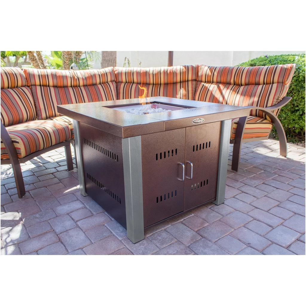 Propane Fire Pit Hammered Bronze and Stainless Steel Finish G246