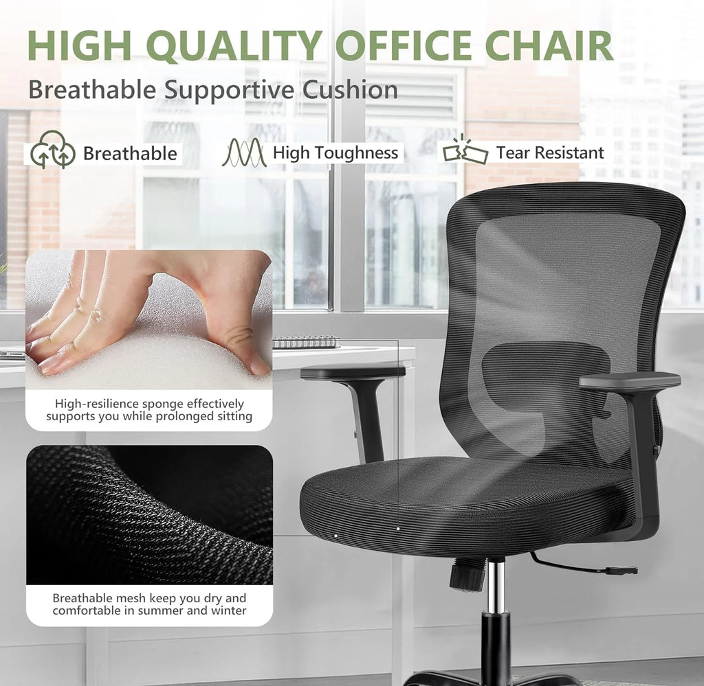 Black Ergonomic Mesh Office Chair with Lumbar Support I115