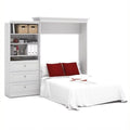 White Wood Queen Murphy Bed and Organizer with Drawers H7704