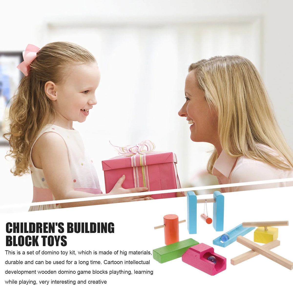 Wooden Dominoes Blocks Building Toy Educational Toys D6309