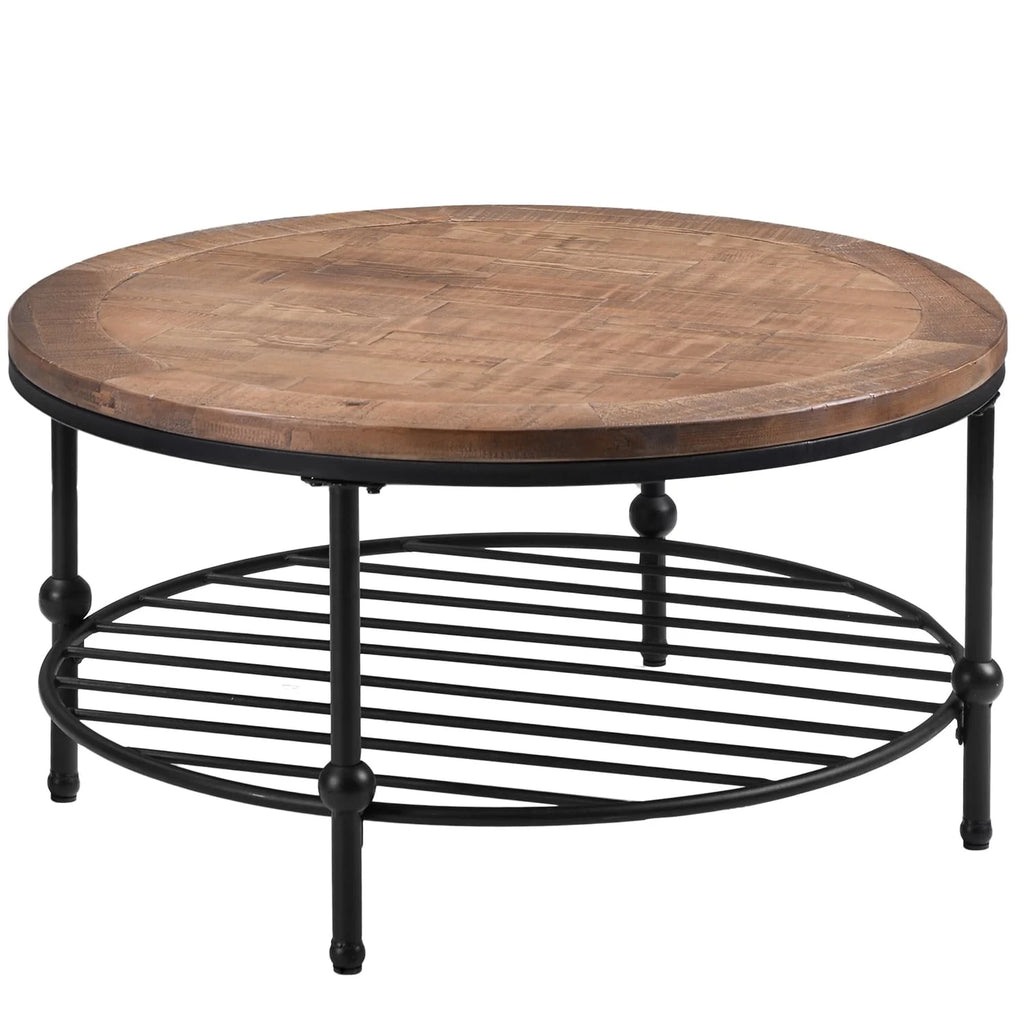 Brown Round Solid Wood Coffee Table X289160