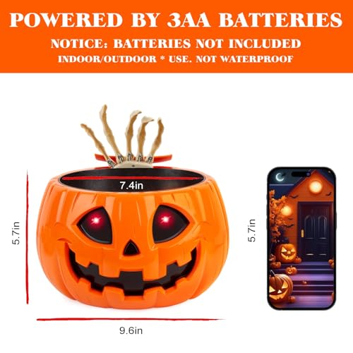 Motion Activated Pumpkin Candy Bowl with Creepy Sound Y59405