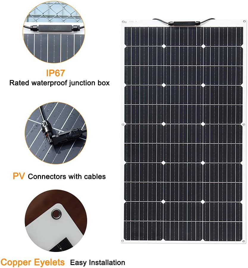 Flexible Solar Panel 100W 12V Monocrystalline Solar Kit with Charge Controller Q11127