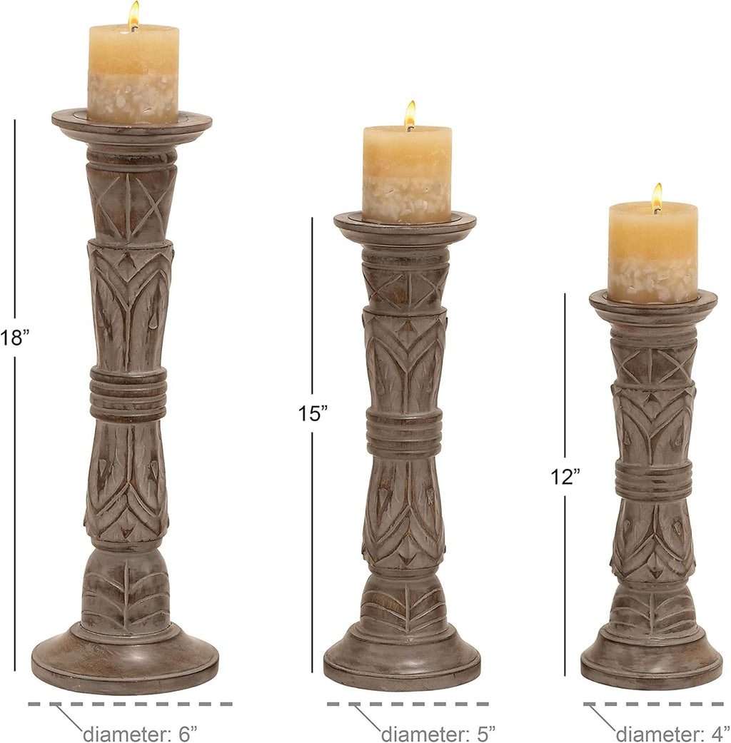 Set of 3 Wooden Candle Holder C3657