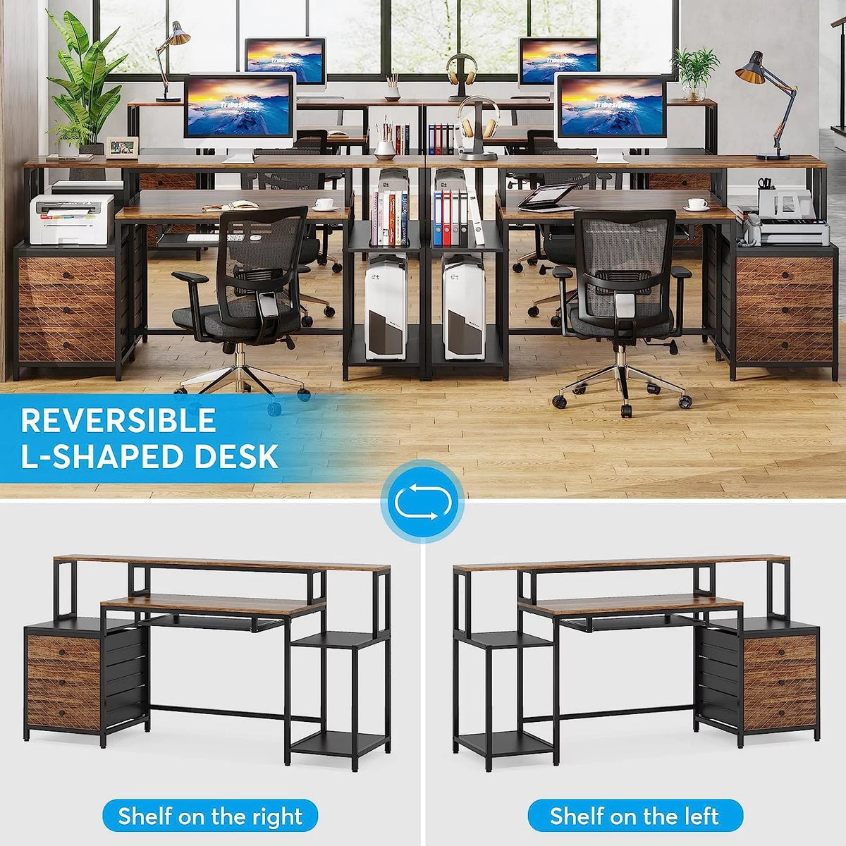 63 inches Computer Desk with 3 Drawers W6790