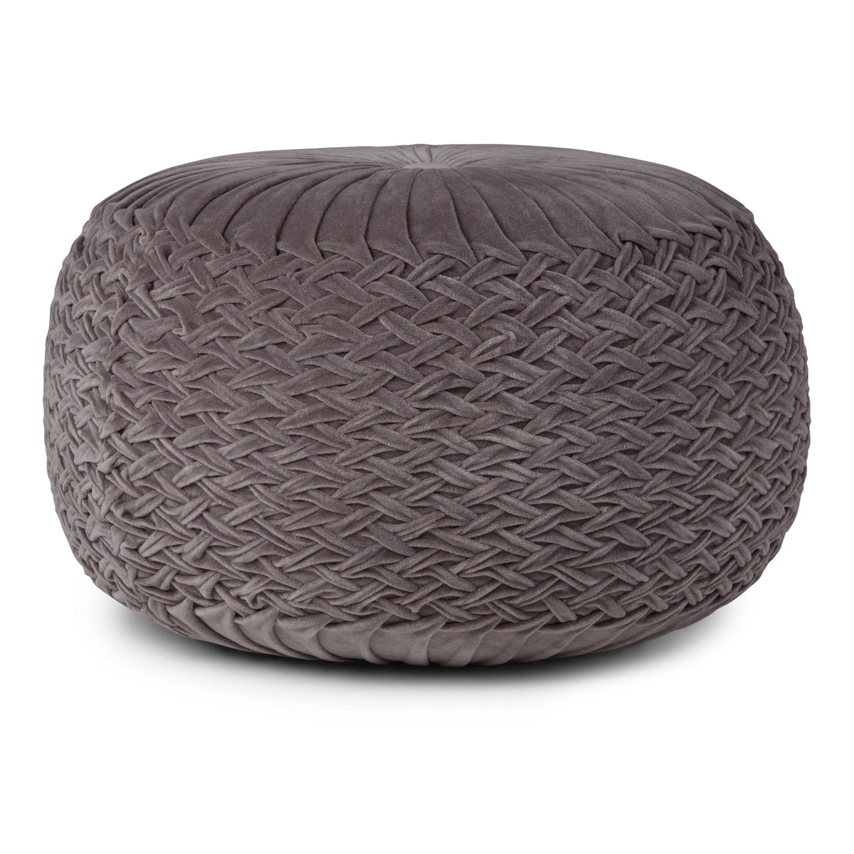 Velvet Round Pouf in Grey Z459108