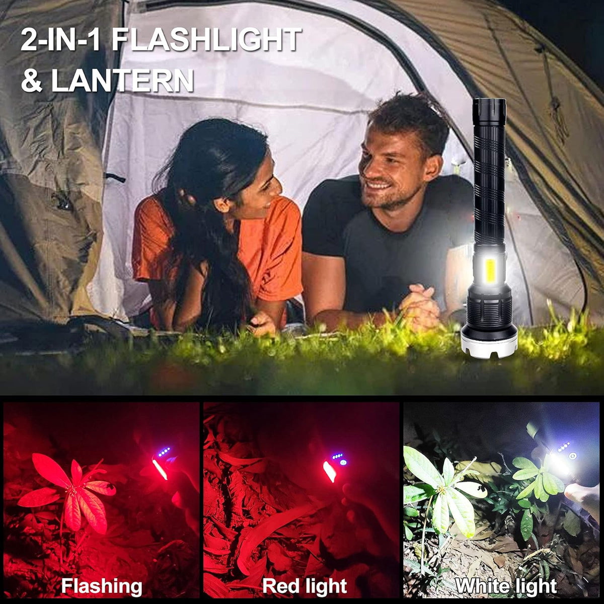 Rechargeable Flashlights High Lumens 1000000 Zoomable 26650 Floodlight Spotlight Strobe Light Lanterns E638