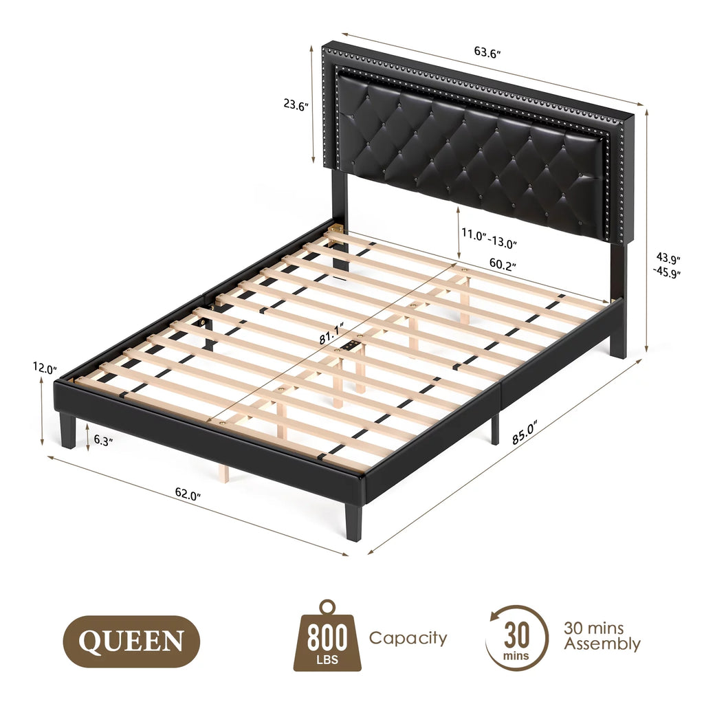 Queen Size Wood Slat Bed Frame A409519
