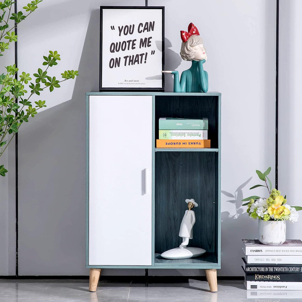 Wood Console Table with One Door and Adjustable Shelves M47406