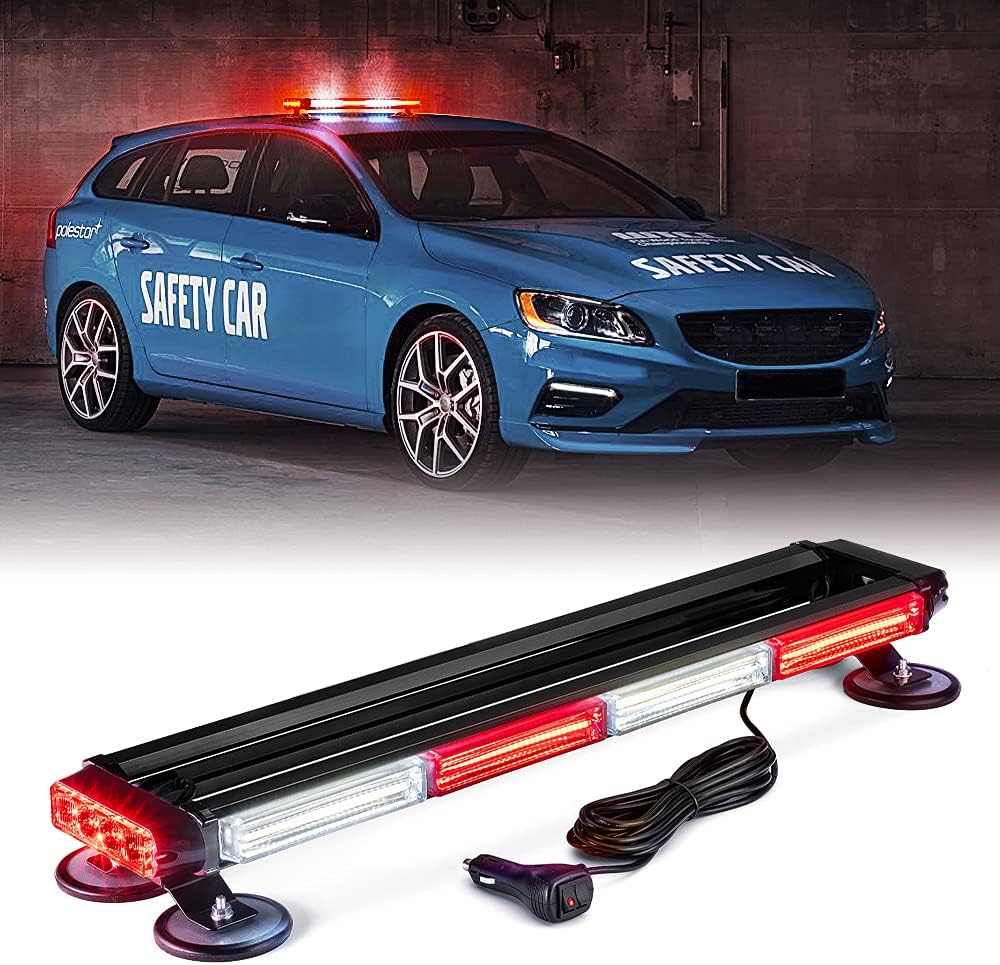 Amber COB LED Rooftop Strobe Light Bar Double Side 26 High Visibility Emergency Hazard Warning Beacon Lights w/Magnetic Base E5931