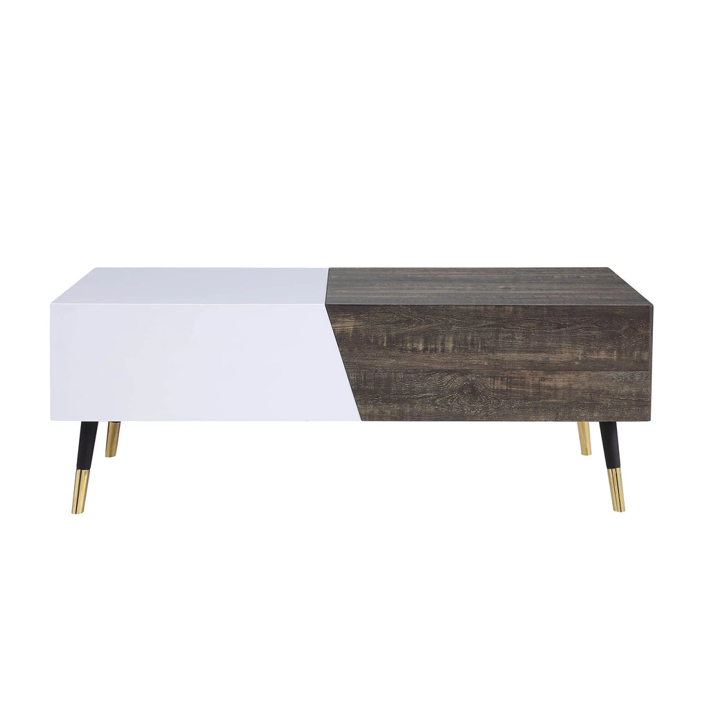 White High Gloss Rustic Oak Coffee Table Q720340