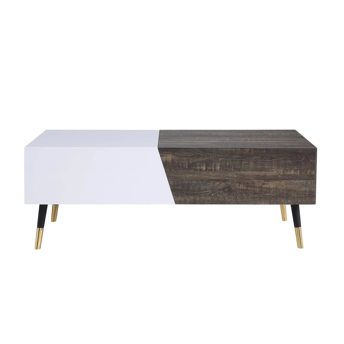 White High Gloss Rustic Oak Coffee Table Q720340