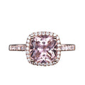 10mm 4.75 Carat Cushion Cut Pink Morganite 10k Rose Gold Halo Engagement Ring N2280