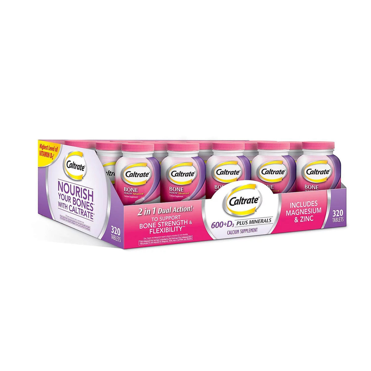 Calcium & Vitamin D3 Supplement Tablet 600 mg 320 ct M506