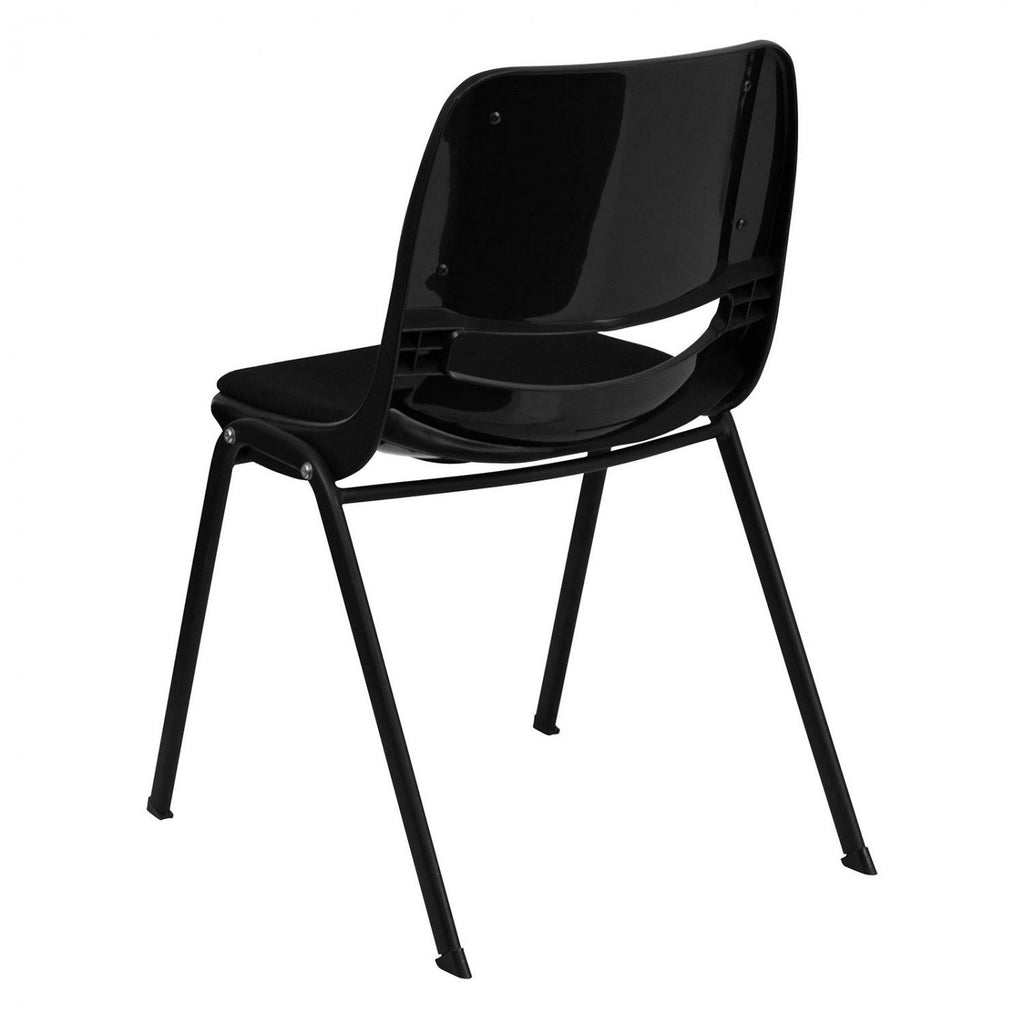 Black Ergonomic Shell Stack Chair with Padded Seat and Back P3093