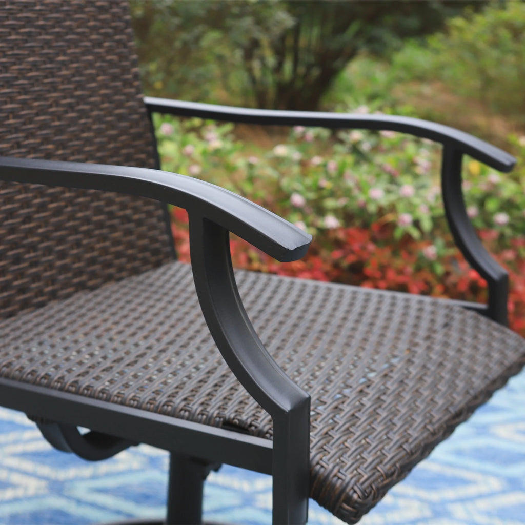 Brown Wicker Swivel Patio Dining Chairs F3193