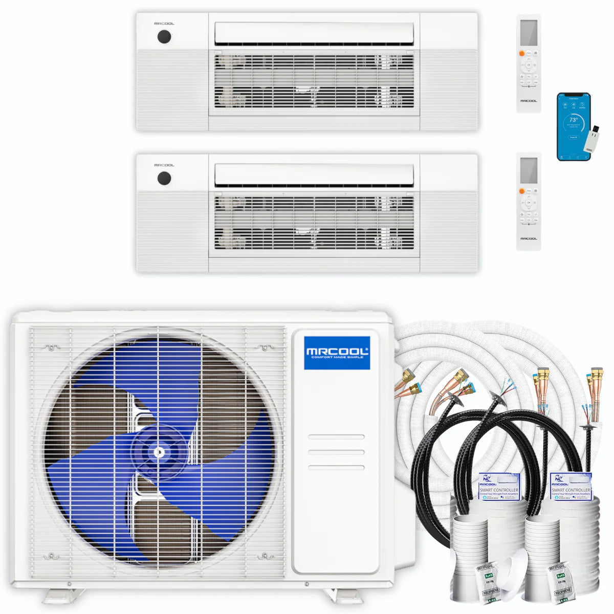 30,000 BTU 2 Zone Ceiling Cassette Ductless Air Conditioner and Heat Pump H6428