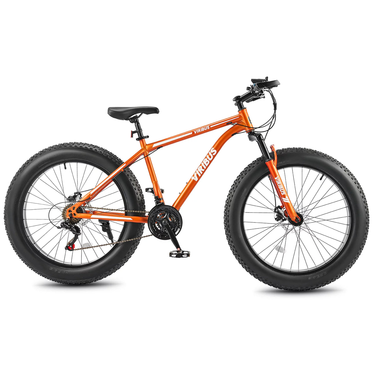 26 Fat Tire Mountain Bike with Front Suspension 21 Speeds Disc Brakes Orange O160