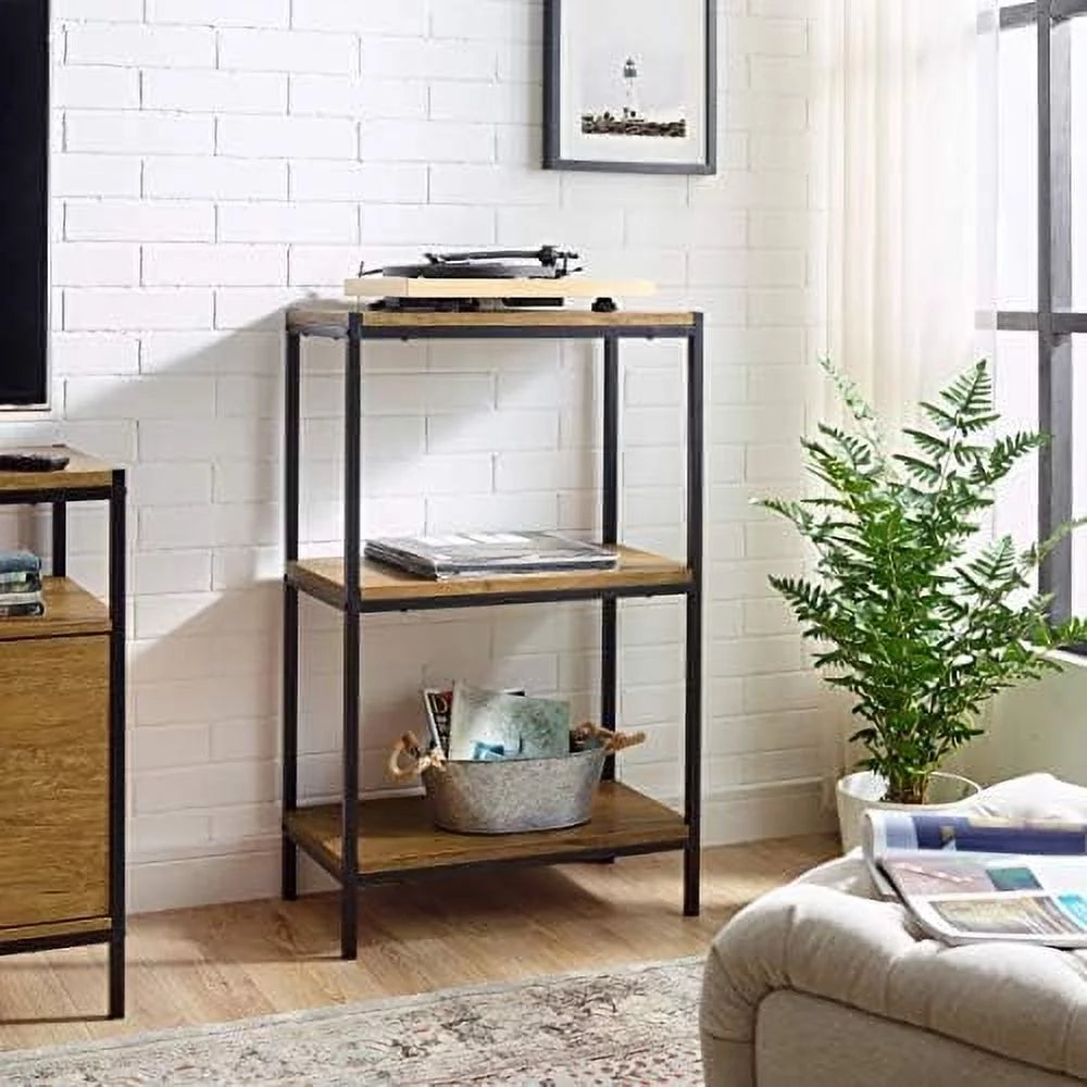 3 Tier Rustic Industrial Bookshelf with Open Shelves T599